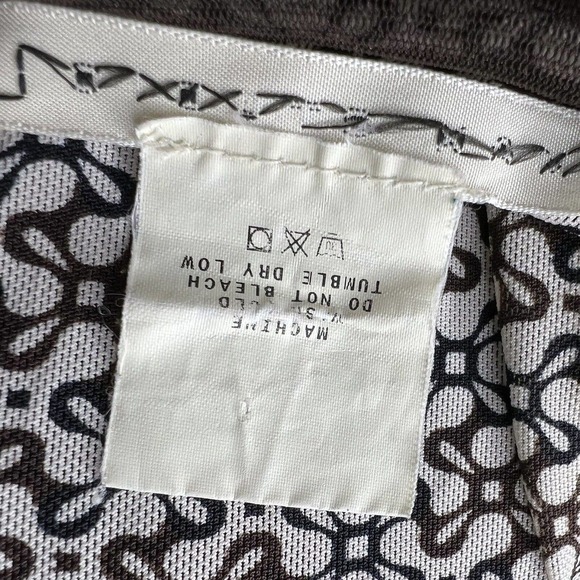 Max Studio Y2K Ivory & Brown Mesh Geometric Sleeveless V-Neck Peplum Top Sz S - Picture 11 of 11